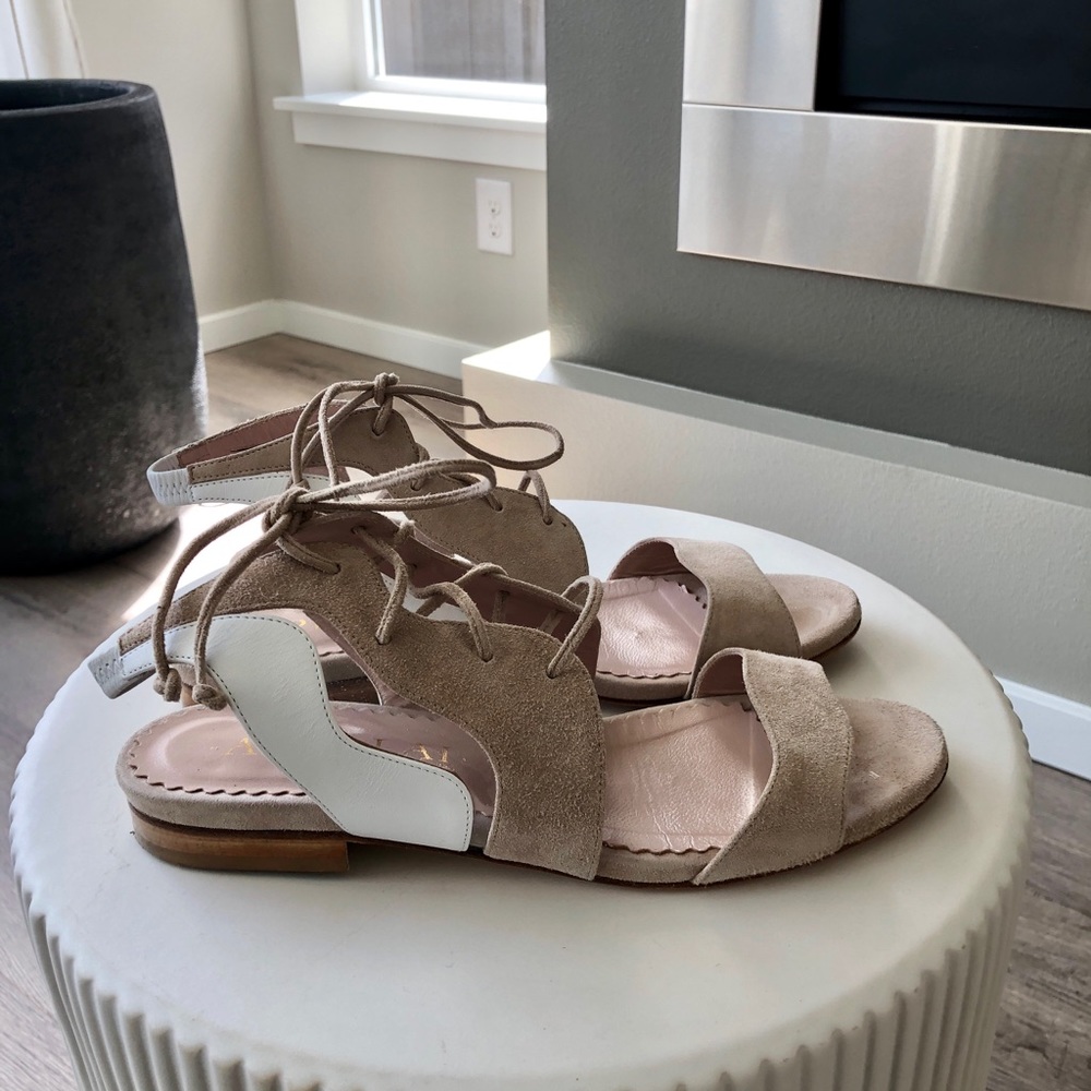 Aperlai Natural Lace-Up Open Toe Sandals